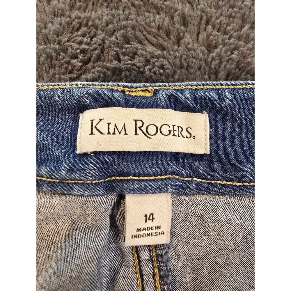 Kim Rogers Womens Blue Denim Capri Pants Size 14 Medium Wash Stretch Crop Jeans